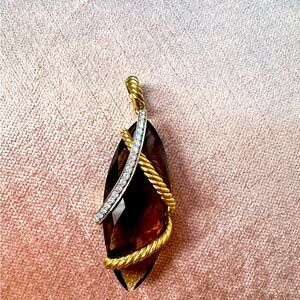 David Yurman cable wrap brown topaz pendant, 15 x 18mm